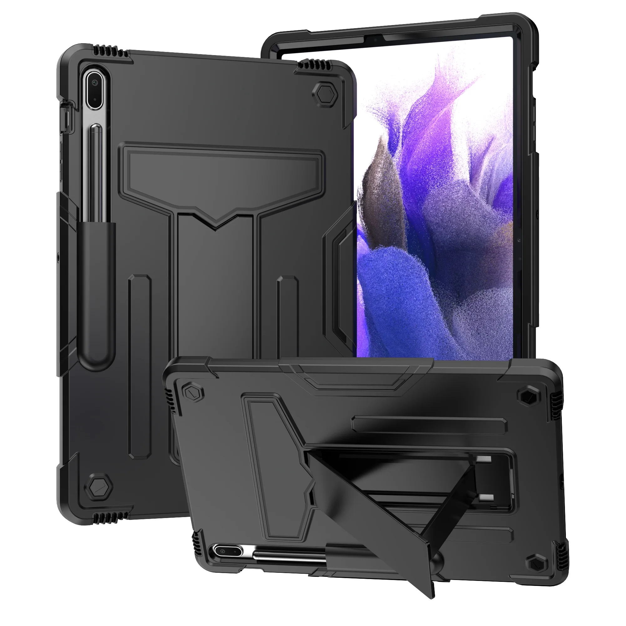 

For Samsung Galaxy Tab S8 S8+ S7 S7+ Plus FE S6 Lite A7 A8 Case Cover Stand Bracket Kickstand Thick Hard Shockproof Tablet Cases