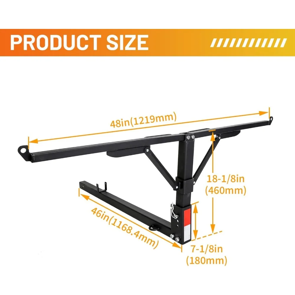 Truck Bed Hitch Extender 2 in 1 Design Foldable Extension Pick Up Rack Canoe Boat Kayak Lumber w/Flag