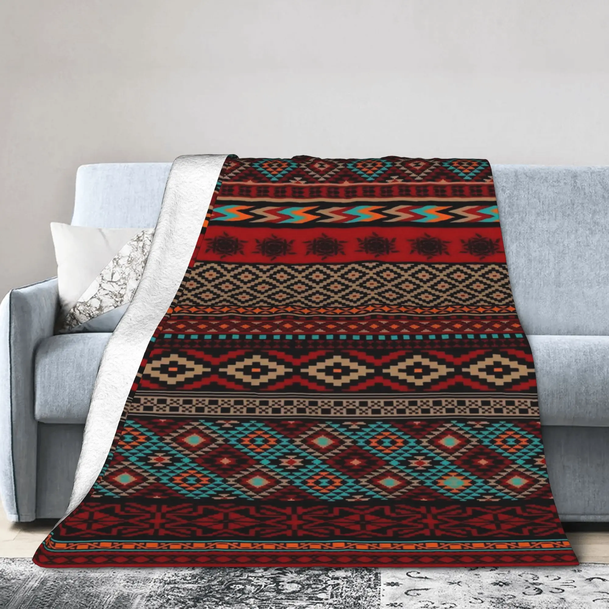 Southwestern Aztec Tribal Accessories Blanket Lightweight Thin Velvet  Throw Blankets Relax Quilt