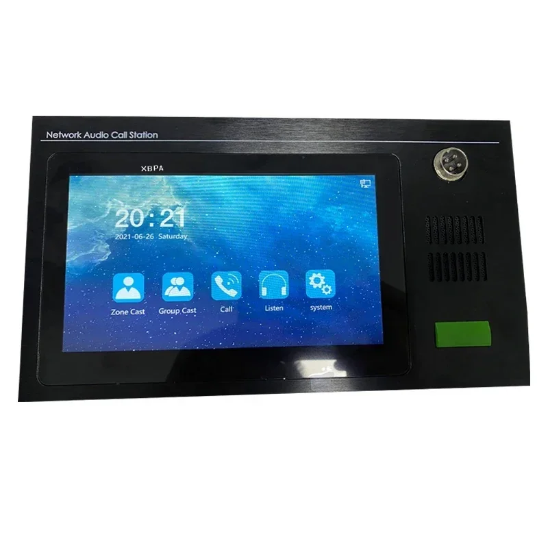 IP PA System 10-inch Touch Screen Visual Intercom Host Speaker with Controller and Paging Mic