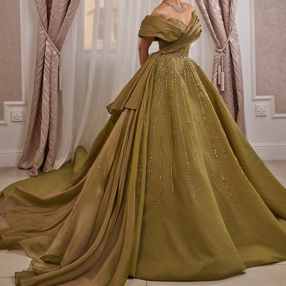 Temperament and Delicate A-Line Strapless Off the Shoulder Evening Dress Floor Length Homecoming Gowns Saudi Arabia 2024