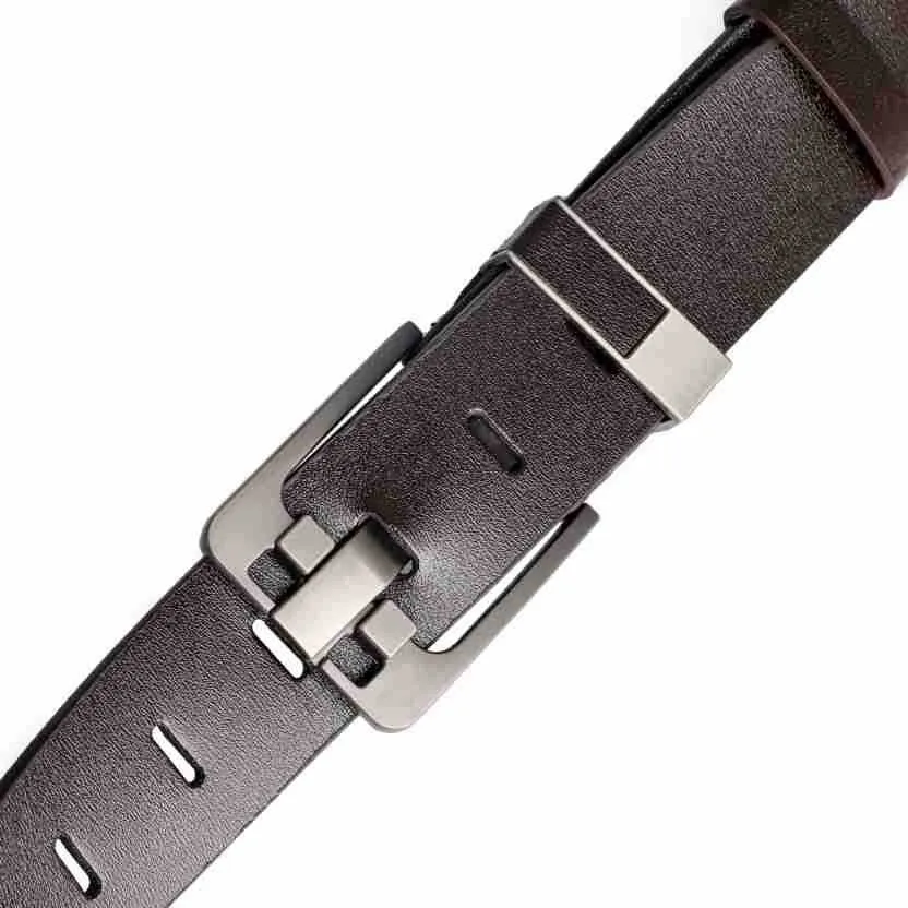 Herren-Gürtel mit Vintage-Dornschließe, lässiger Business-Gürtel aus PU-Leder, modischer und vielseitiger Gürtel für junge und mittelalte Männer. – Detail 8