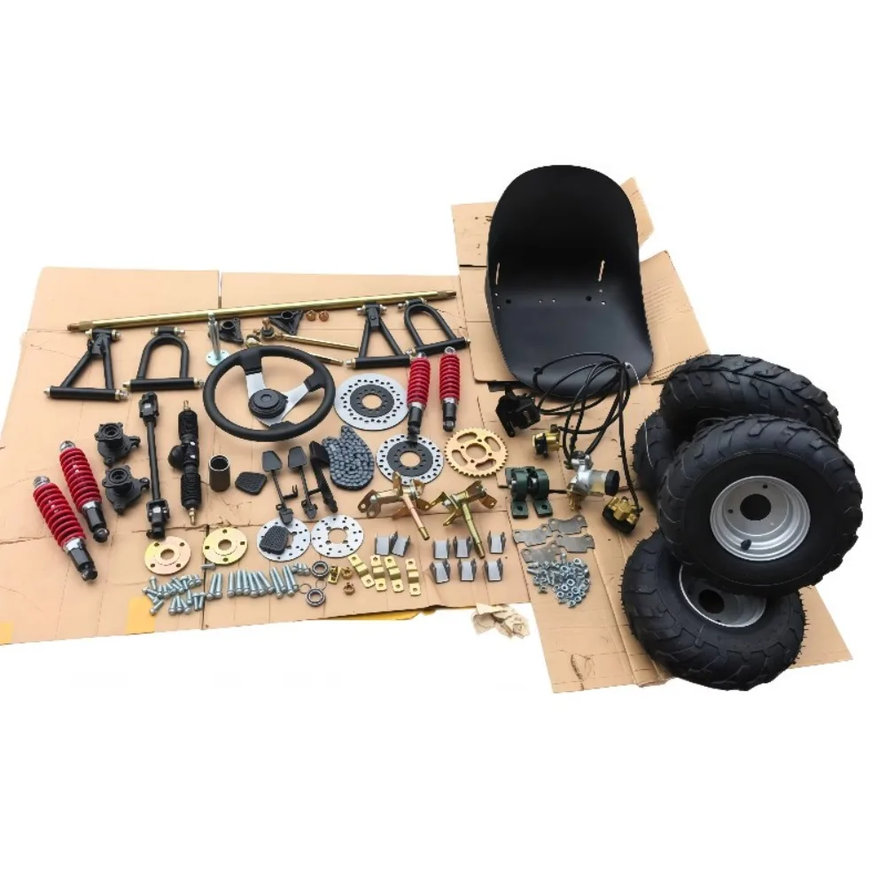 DIY Go Kart 1M Axle Kit Off-road Kart Modified Steering Suspension Rear Axle Rear Axle Front and Rear Disc Brake 6inch Wheel
