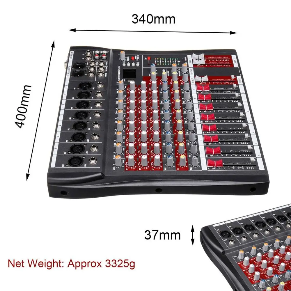 전문가용 8채널 오디오 DJ 믹서, 사운드 믹서, 오디오 노래방, 팬텀 파워 48V, USB 잭, 특가 상품 13 B
