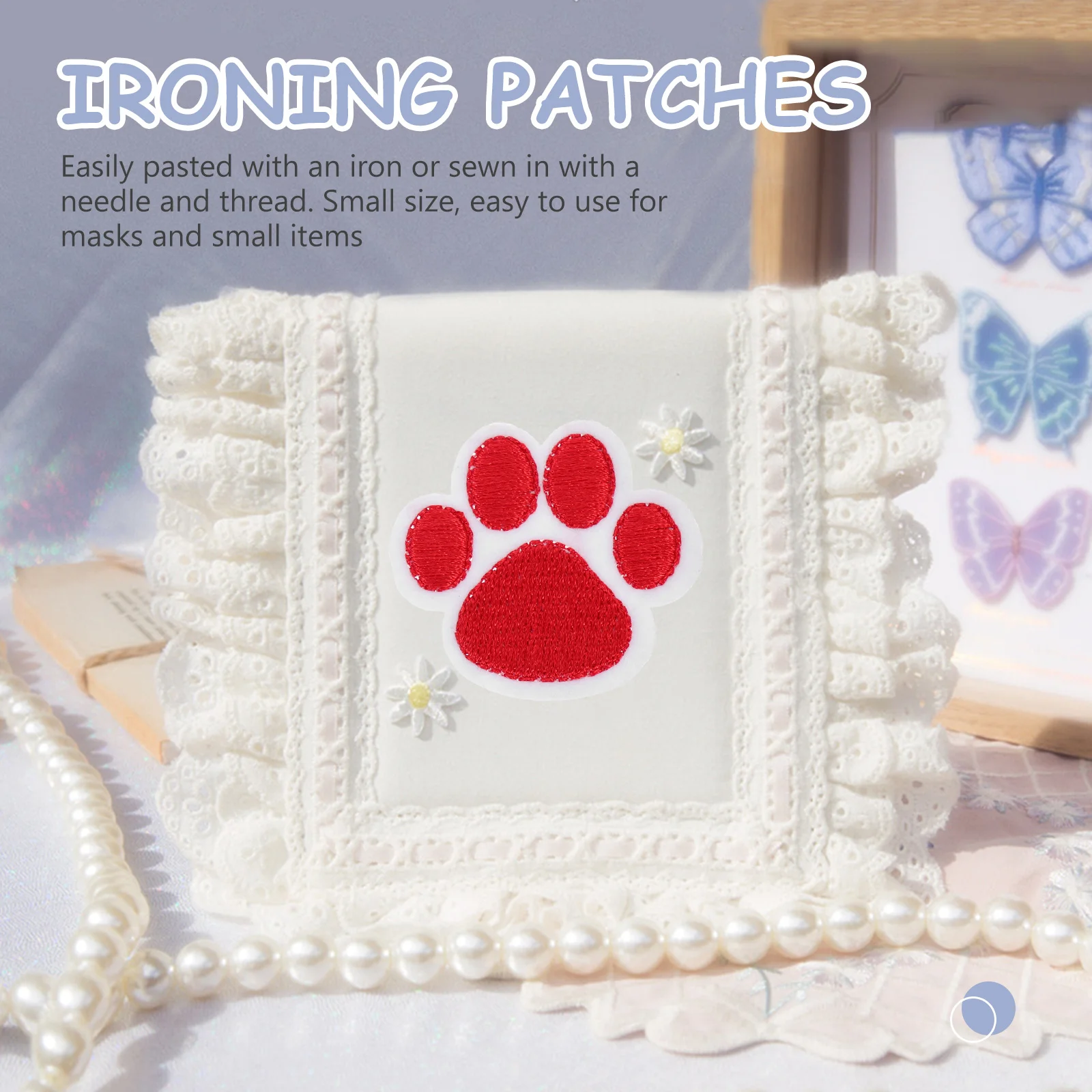 

10pcs Iron-On Embroidered Patches For Clothes Decorative Paw Patch Diy Repair Kit Hats Bags Sweaters Craft Sewing Supplies