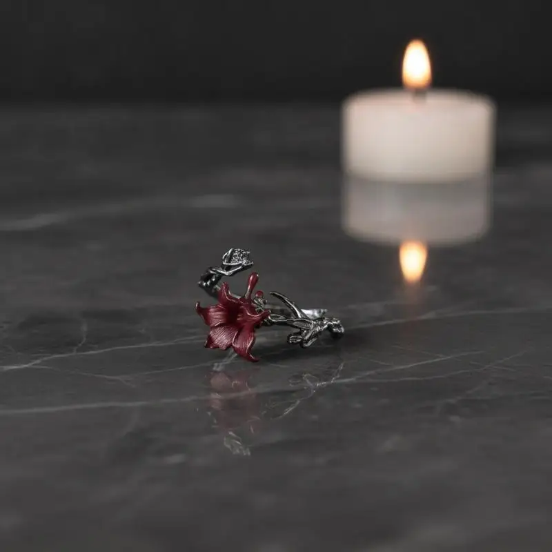 1 Pcs Halloween Special Mandala Ring Dark Adjustable Open Design High-End Anti-Fade Ring for Cosplay Accessory
