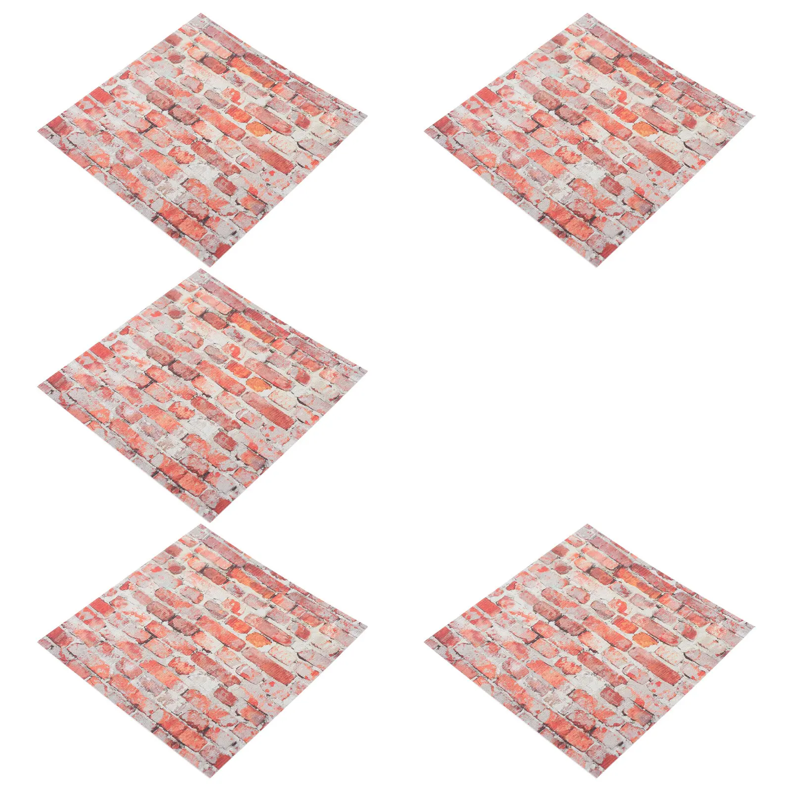 

5Pcs Mini Retro Tile Wall Stickers Adhesive Wallpaper for Miniature House Living Room Bedroom Study Creative Wall Decor