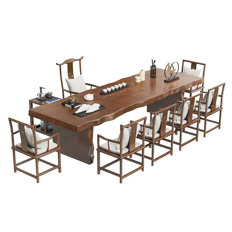 Mesa de té y silla de madera maciza, tablero grande, kung fu, nueva burbuja de oficina zen china