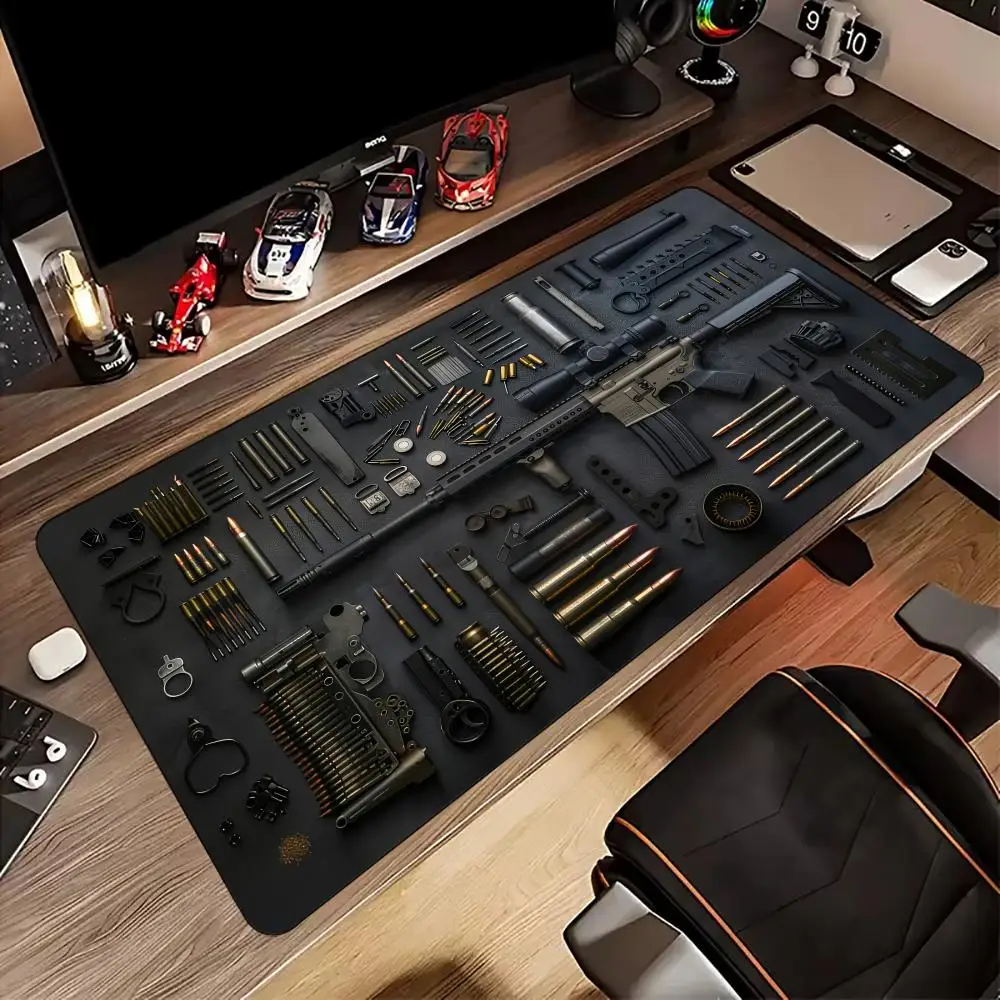 3D gun pattern theme Mouse Pad Desk Mat Gaming mat gamer pc accessories Non-Slip Rubber mouse pads maus pad rug FPS game mat