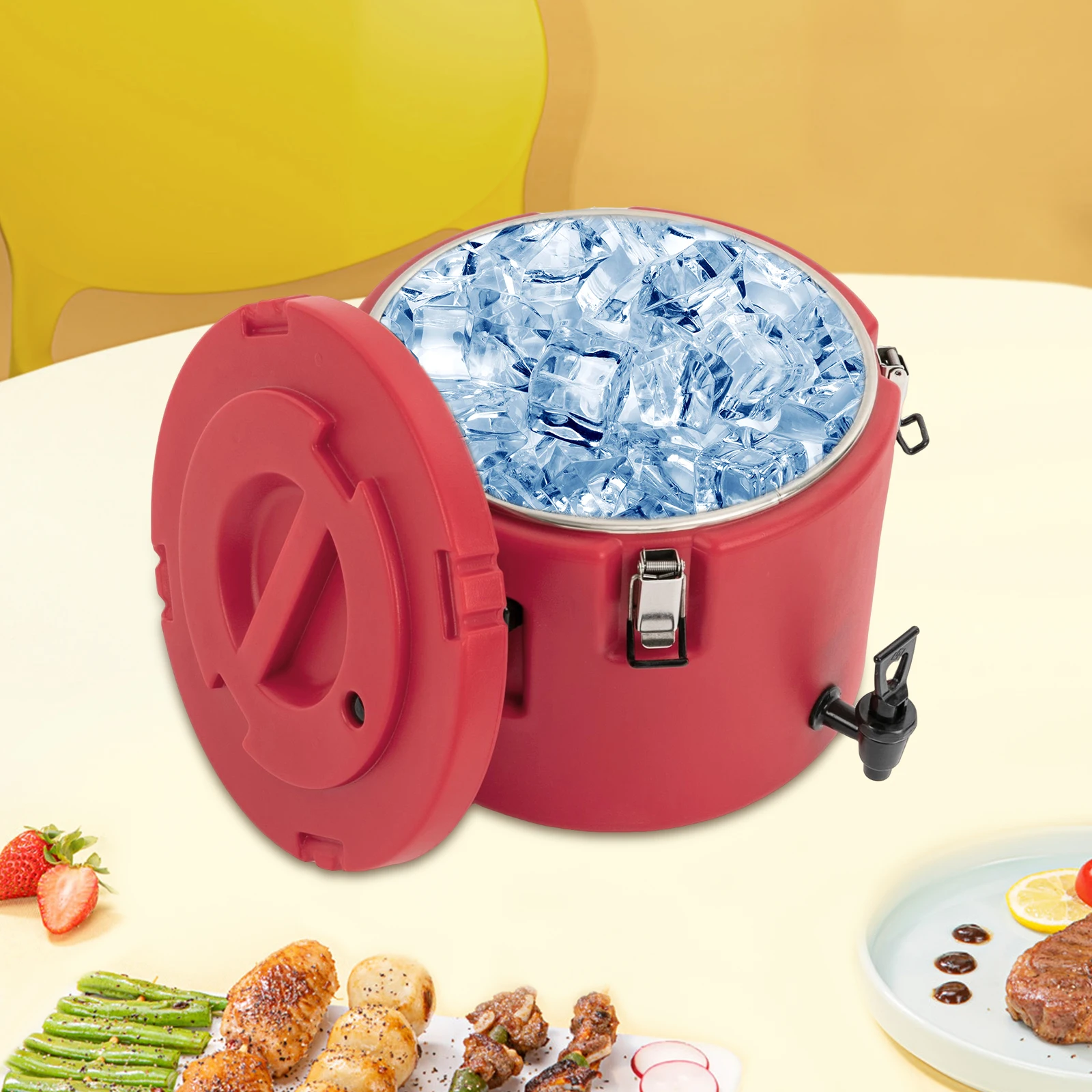 

20L/5.3Gal Stainless Steel Beverage Dispenser W/ Spout, Red Insulated Drink Cooler for Party, Portable Tabletop Drink Dispenser