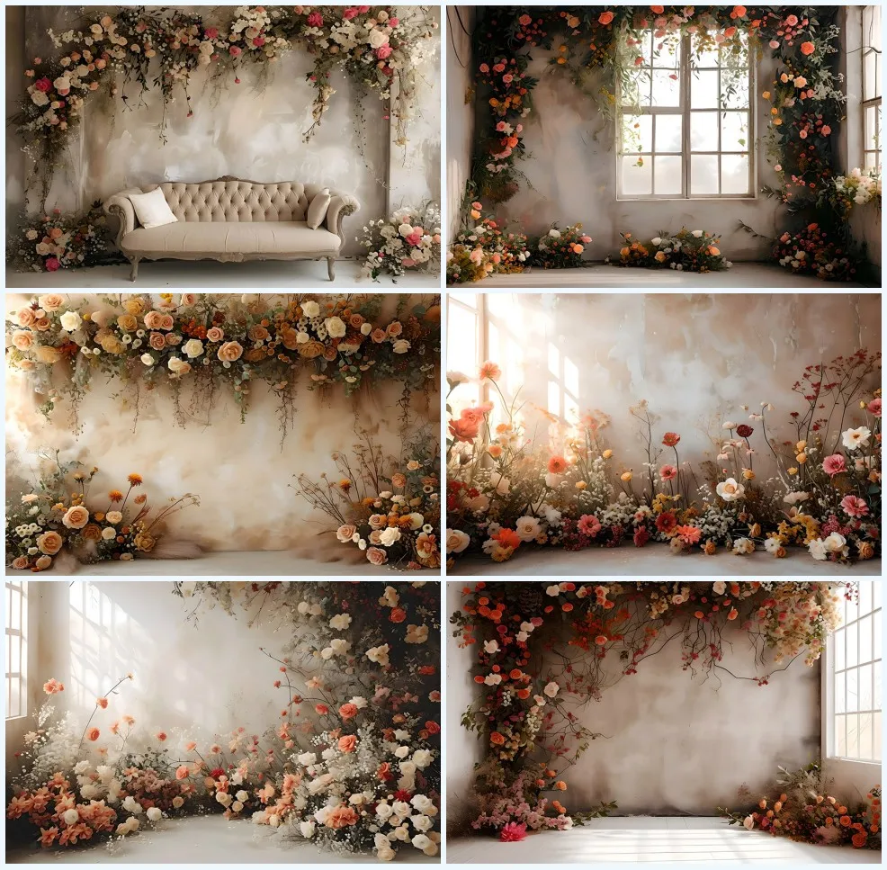 

Mehofond Photography Background Vintage Brick Walls Floral Art Maternity Portrait Photo Backdrop Photo Studio Photocall Props