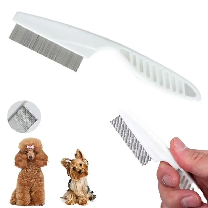 Hot Sale Pet Tear Stain Flea Comb Fine Tooth Stainless Steel Grooming Comb For Dogs Cats Eye Face Hair Debris Removal