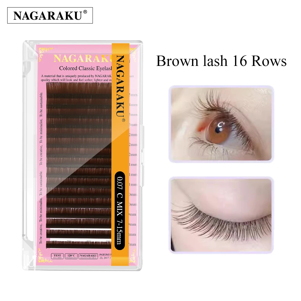 NAGARAKU Light Brown 7-15mm Mix Eyelash Mink Lash False Eyelash Faux Individual Eyelashes Cilia Lashes Eyelash Extension