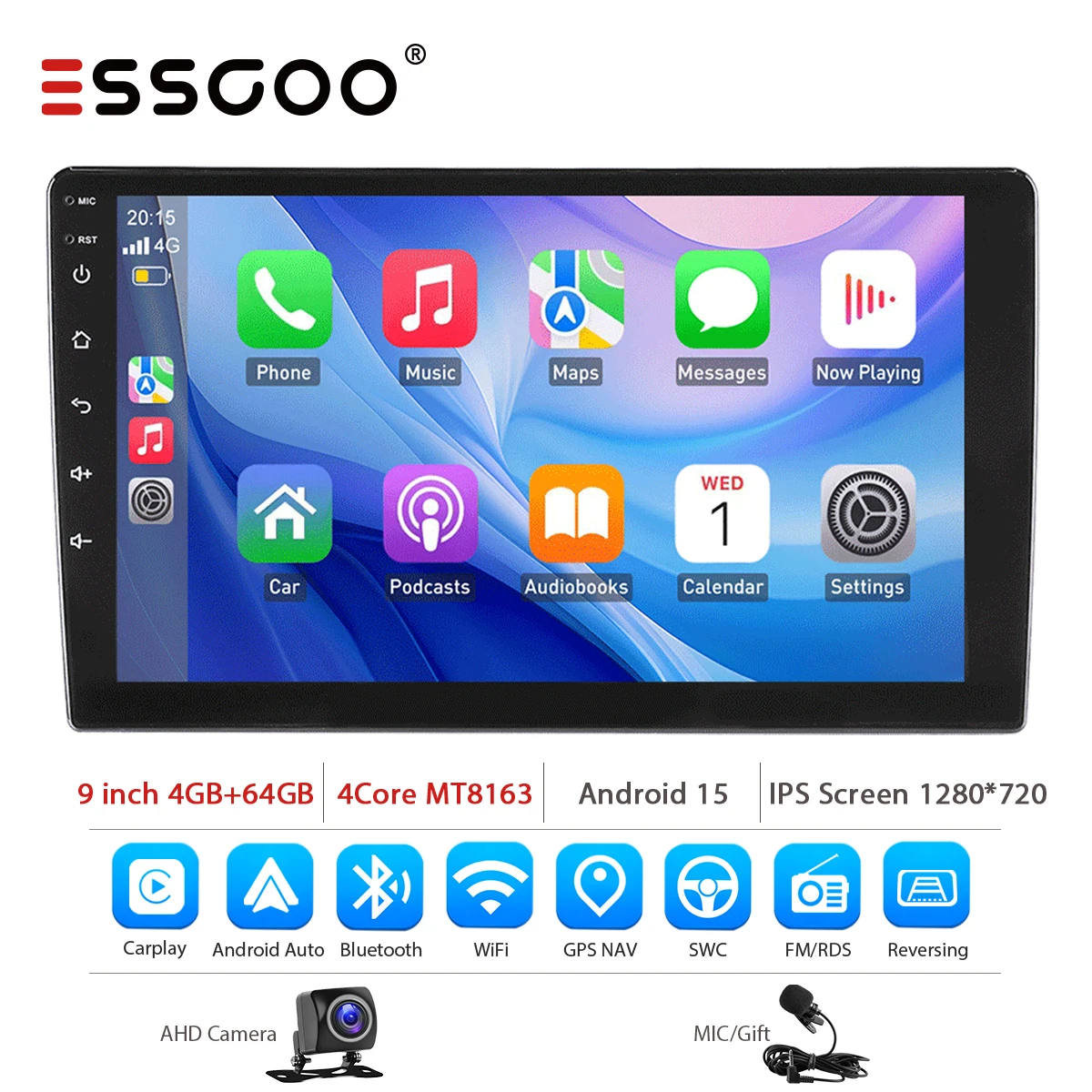 ESSGOO 7 9 10 inch Universele CarPlay Android Auto Autoradio voor VW Fiat Renault Nissan Hyundai GPS Multimedia Autoradio Stereo - afbeelding 1