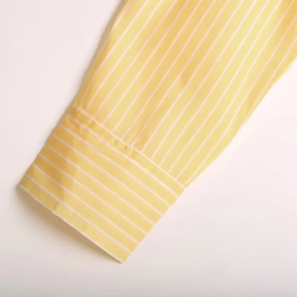 2025 haut ample pour femmes avec col à manches longues boutons poches rayées printemps et été nouveau style tempérament