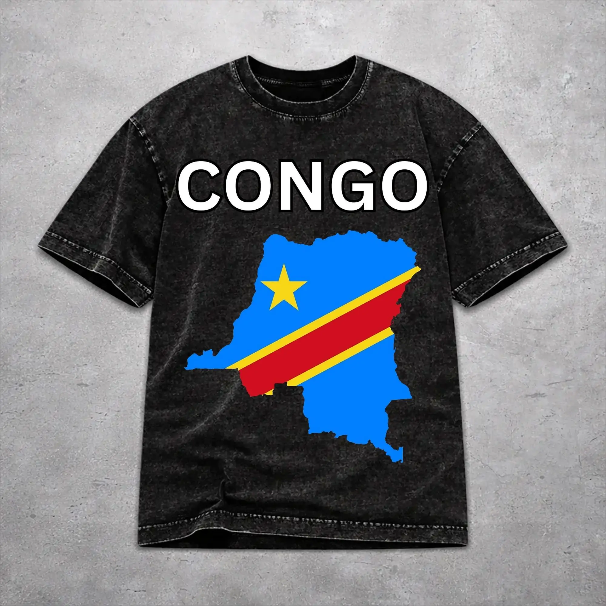 Republic Of Congo Congolese Flag T Shirt Washed Style For Men Women 100% Cotton T-Shirts Tee Clothes