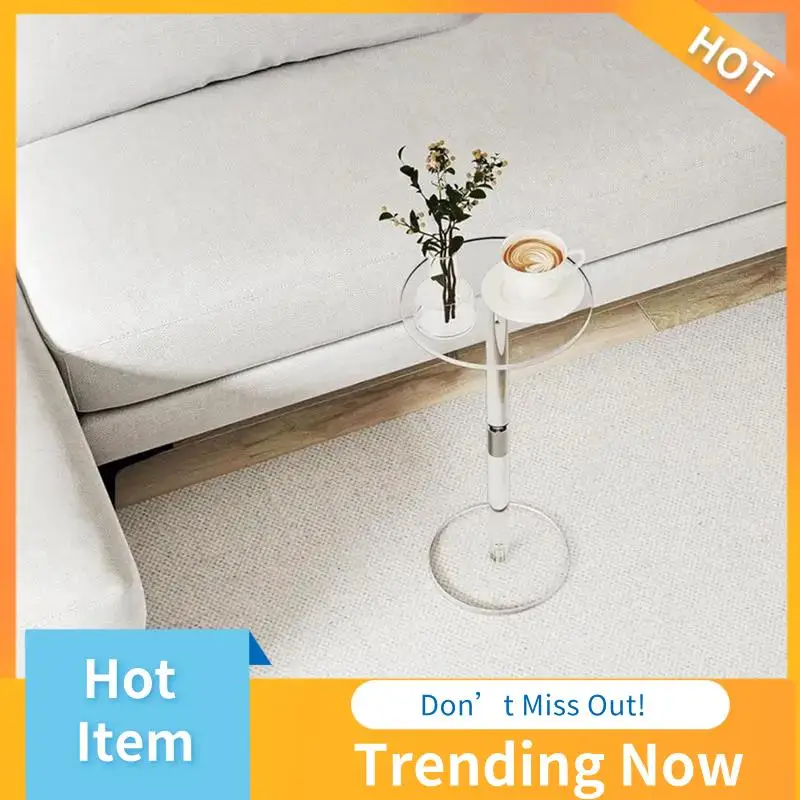 AB08-Acrylic Transparent Coffee Table Clear Drink Table Small Round End Room Side Table Acrylic Desk Home Decorations