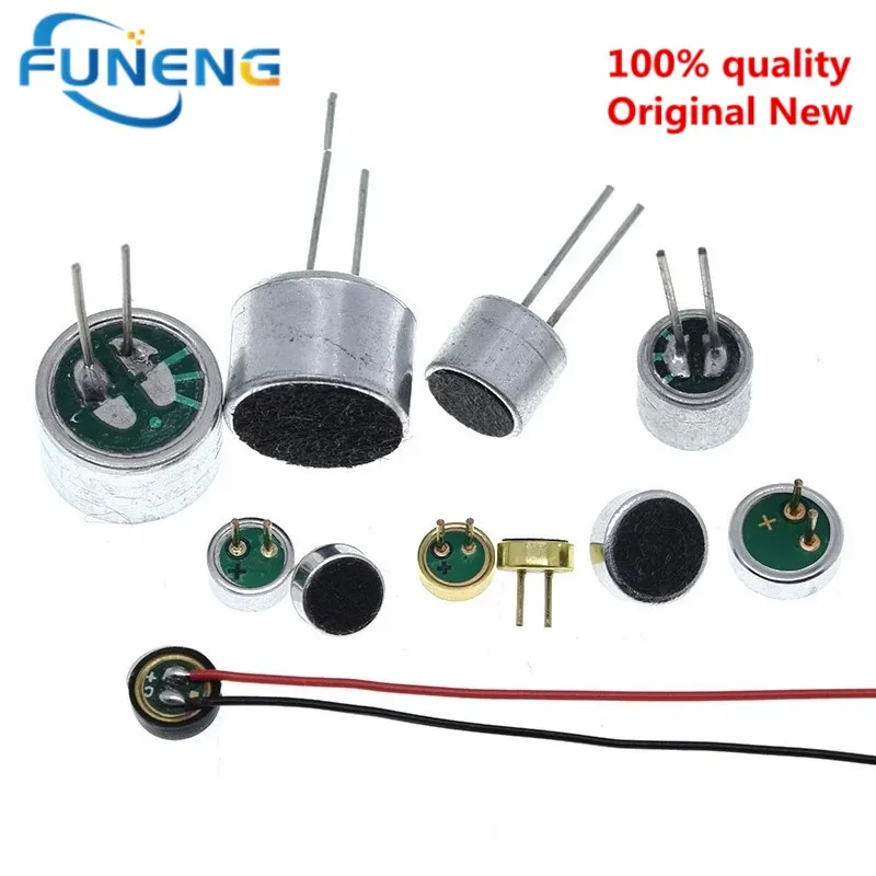 50pcs Microphone 9x7mm 9767 6x5mm 6050 6x2.2mm 6022 4.5x2.2mm 4522 4x1.5mm 4015 Electret Microphone With 2 Pin Pick-up