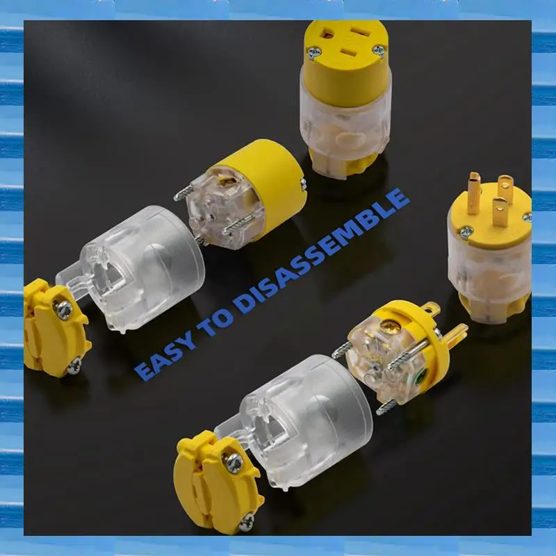 

AT53 2X Lighted Straight Blade Electrical Plug And Connector Set 15 Amp 125 Volt NEMA 5-15P NEMA 5-15R Wire Grounding US Plug