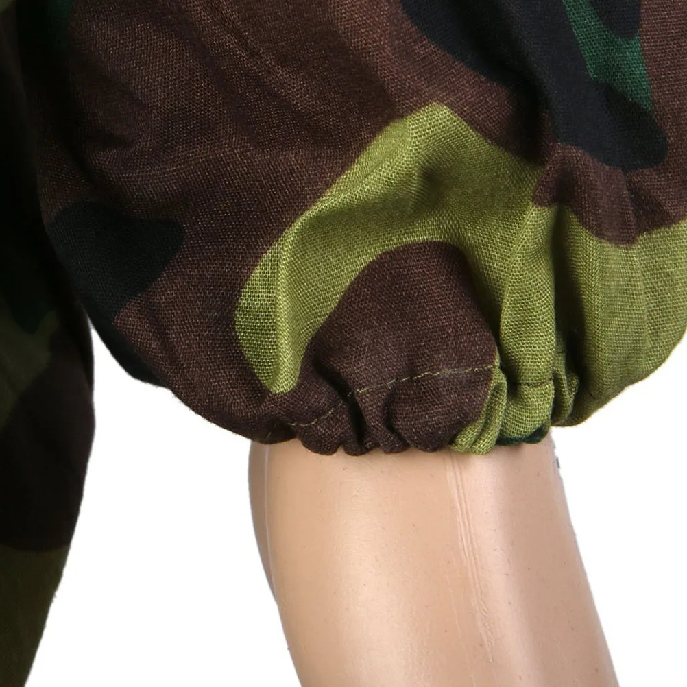 

Beekeeping Protective Suit Camouflage Black Net Jacket Veil Elastic Cuffs Waistband Long Arm Face Guard Bee Proof Clothing