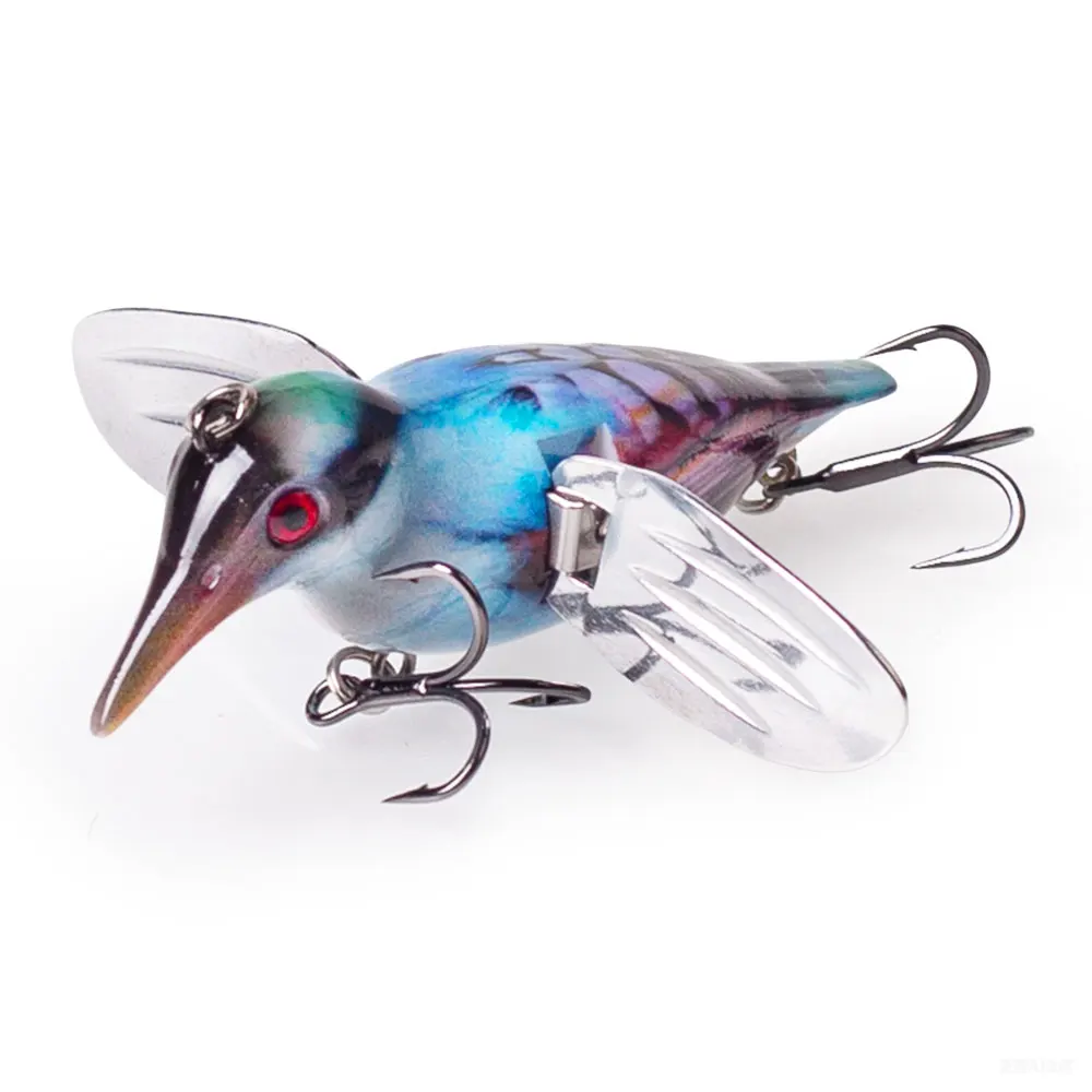 

Hanlin Topwater Simulation Birds Fishing Lures 80mm 12g Popper Floating Hard Wobblers Bait Metal Blade Wings Artificial Lures