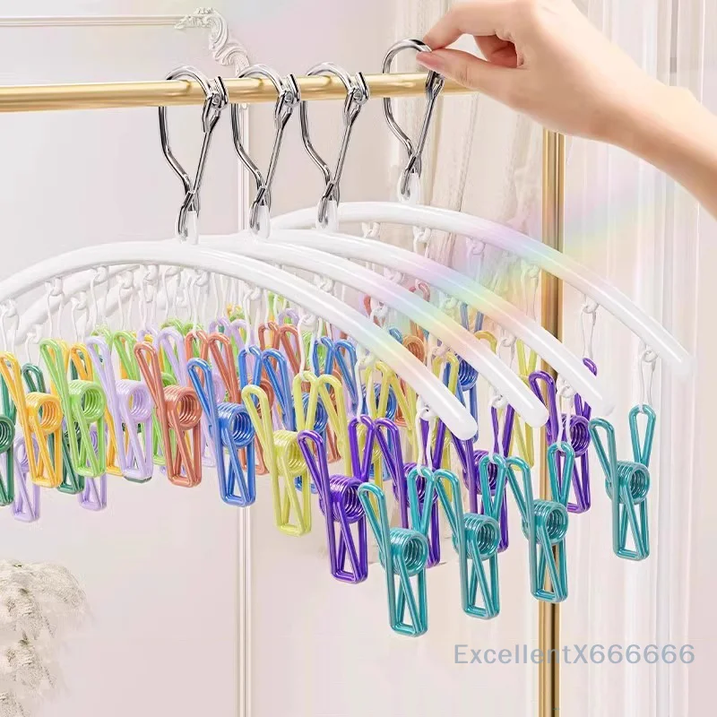 

Stainless Steel Windproof Underwear Socks Airer; Clothing Clips Holder, Clothes Drying Hanger Laundry Rack.
