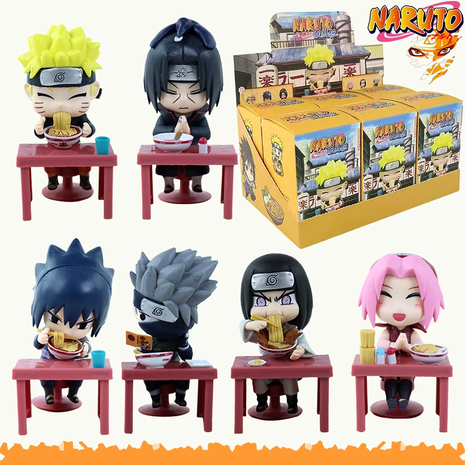 Caja Sorpresa con 6 Figuras de Naruto Shippuden con Temática de Ramen 2026, Muñecos de Anime Naruto y Sasuke, Regalos para Amigos y Niños, con Caja