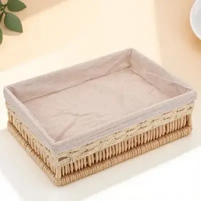 1 قطعة سلة تخزين سطح المكتب مفتاح عملة المنظم الروطان المنسوجة أشتات صندوق العملي حاوية التخزين المنزلية