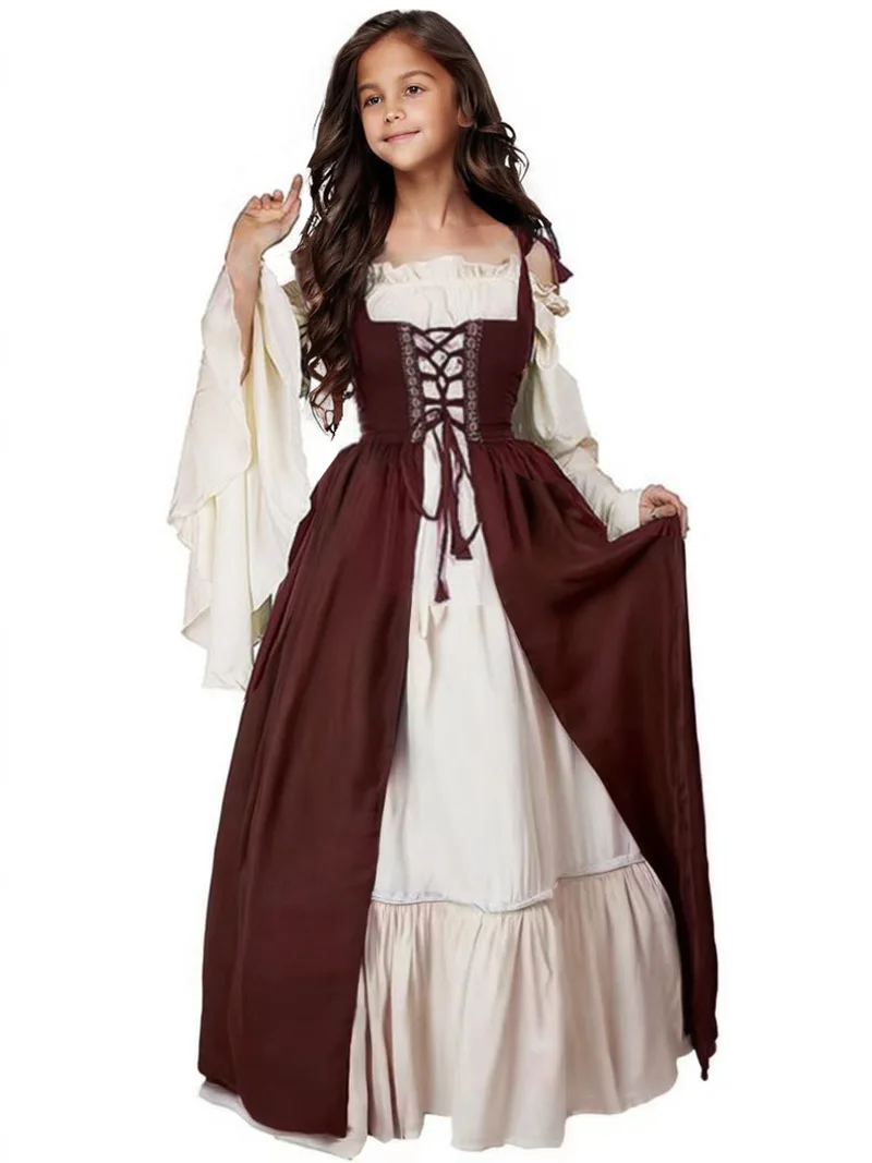 Halloween Medieval Girl Gown Dresses Cosplay Costumes Dresses Festival Party Middle Ages Clothing Elegant Girl Long Dress