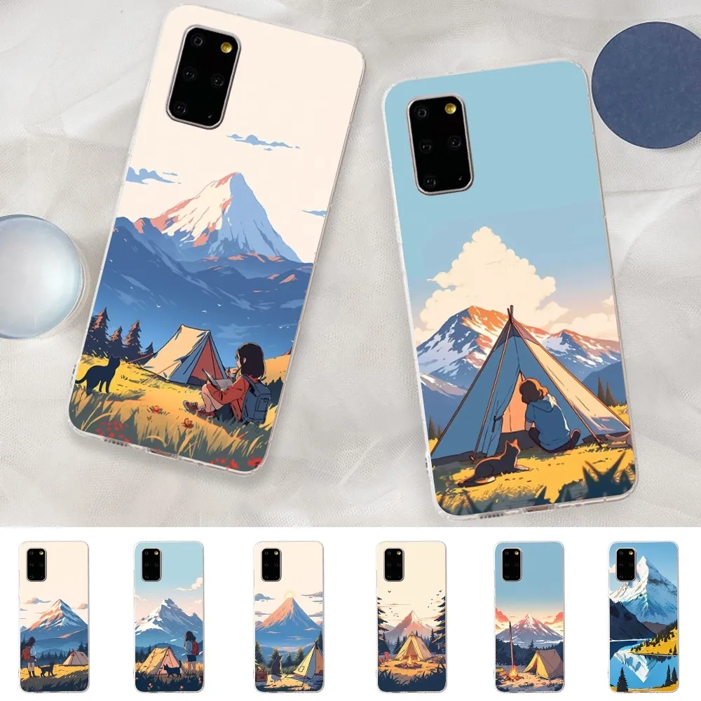 Emboss Mountain Phone Case for Samsung S21 A10 for Redmi Note 7 9 for Huawei P30Pro Honor 8X 10i Cover