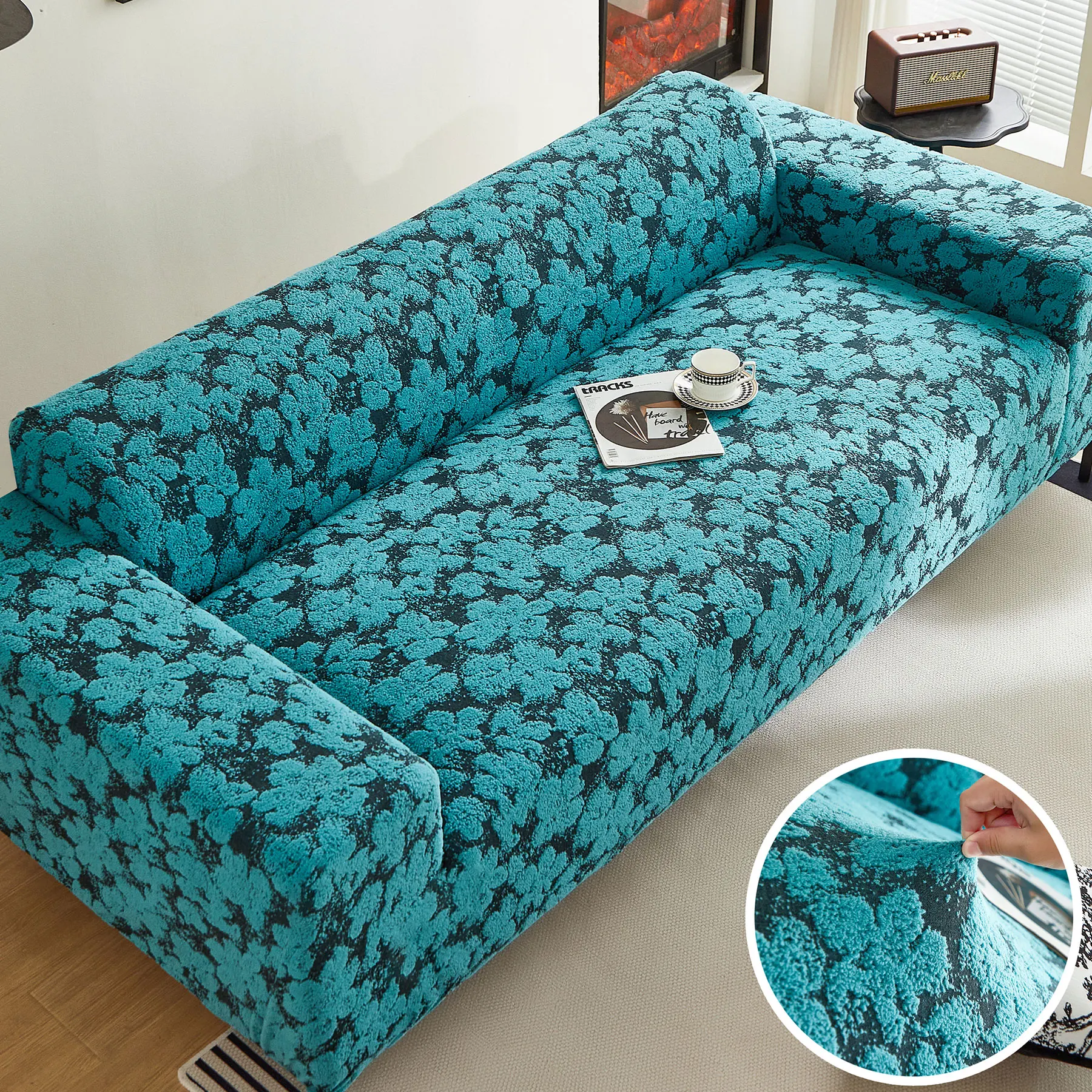 

1pc Flower Pattern Sofa Slipcover Spandex Jacquard Stretch Sofa Covers Anti Pet Scratch Universal Sofa Protector for Living Room