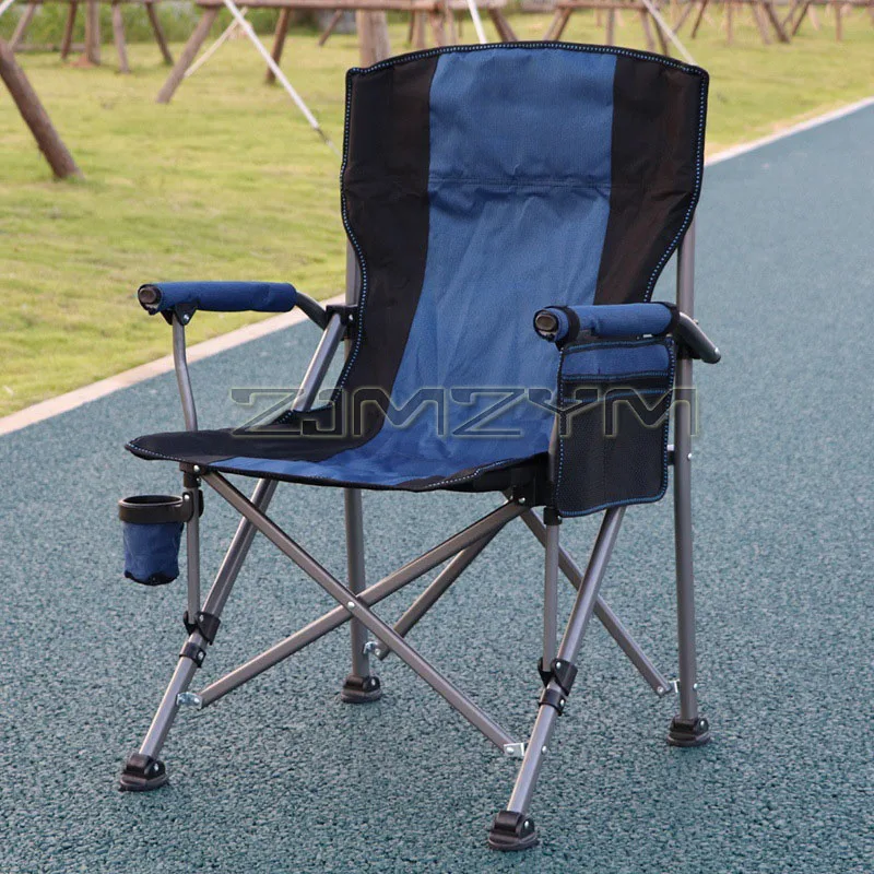 Outdoor Folding Chair Heavy Duty Camping Chairs Fishing Chair High Backrest Beach Painting Studio Stool With Arm Rest Cup Holder