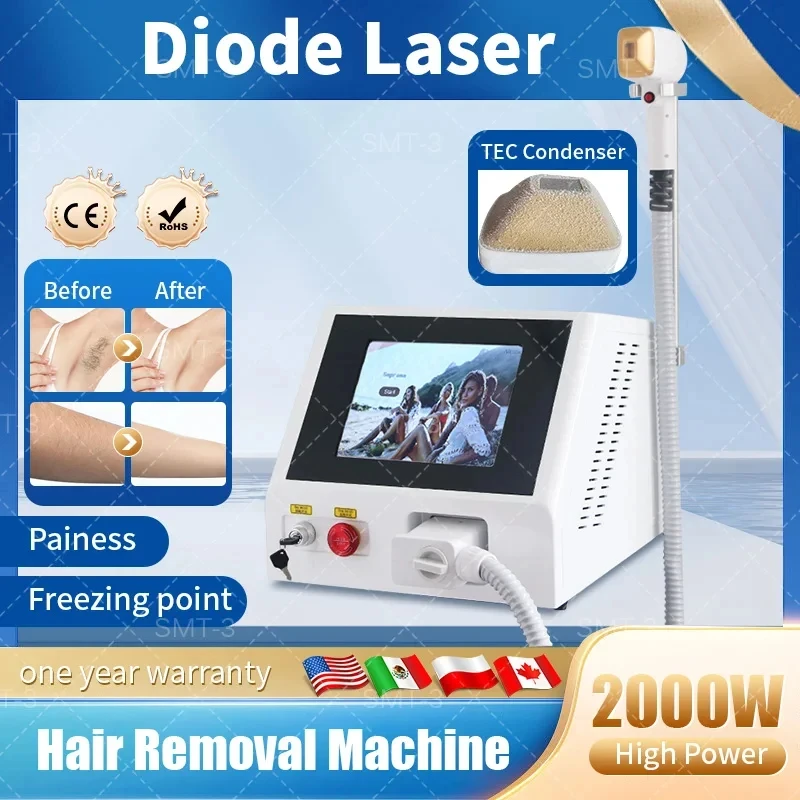 808nm 755 1064 Diode Laser Hair Removal Commercial Appliances 2000W 3 Wavelength Painless Beautiful Whole Body Hair Removal