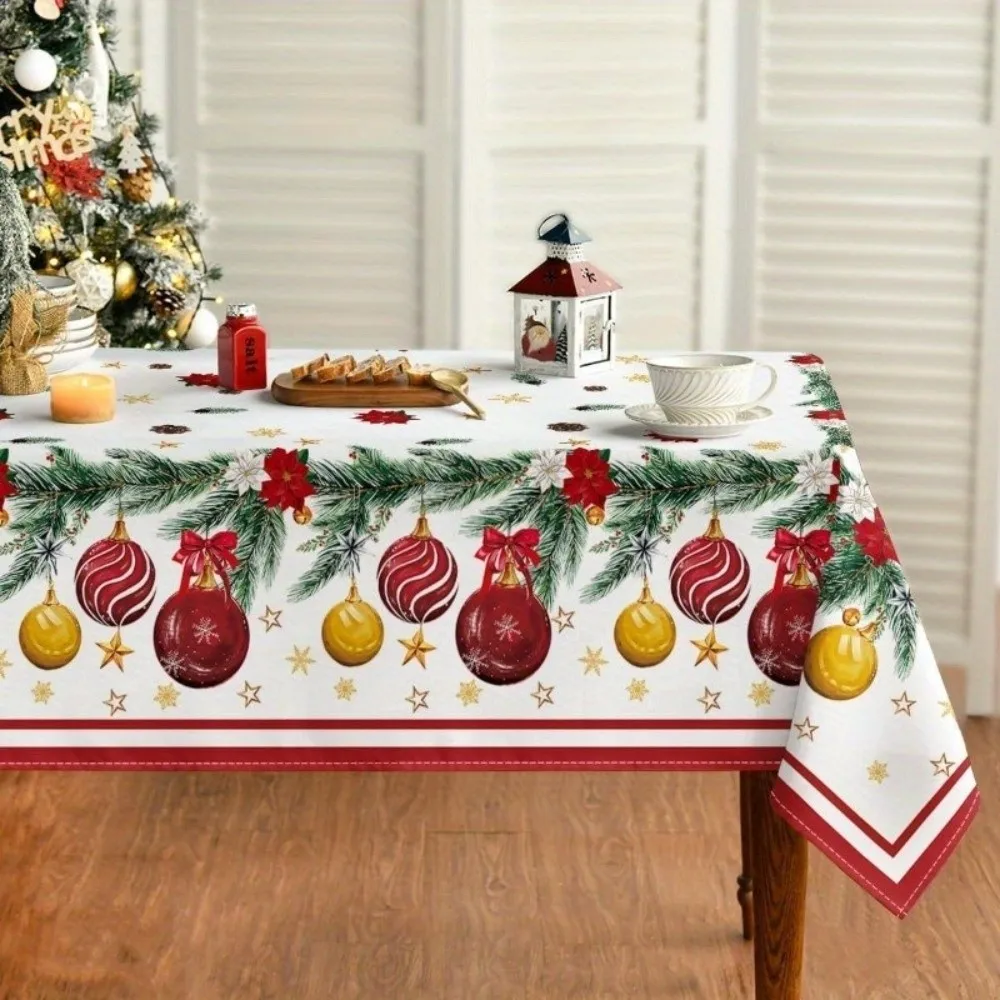 New Rectangle Decorative Table Cloth Christmas Themed Reusable Table Cover Dust-proof Xmas Tablecloth Festival Props