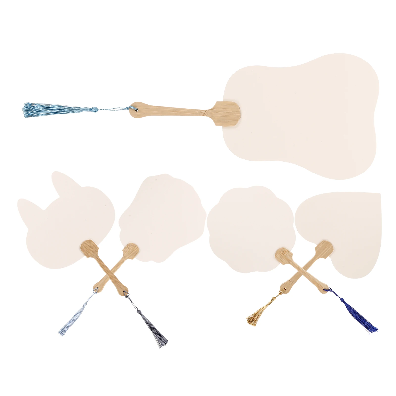 

5 Pcs Palace Hand-painted DIY Blank Paper Fans 21cm Round Kids Children Painting Fans Wooden Craft