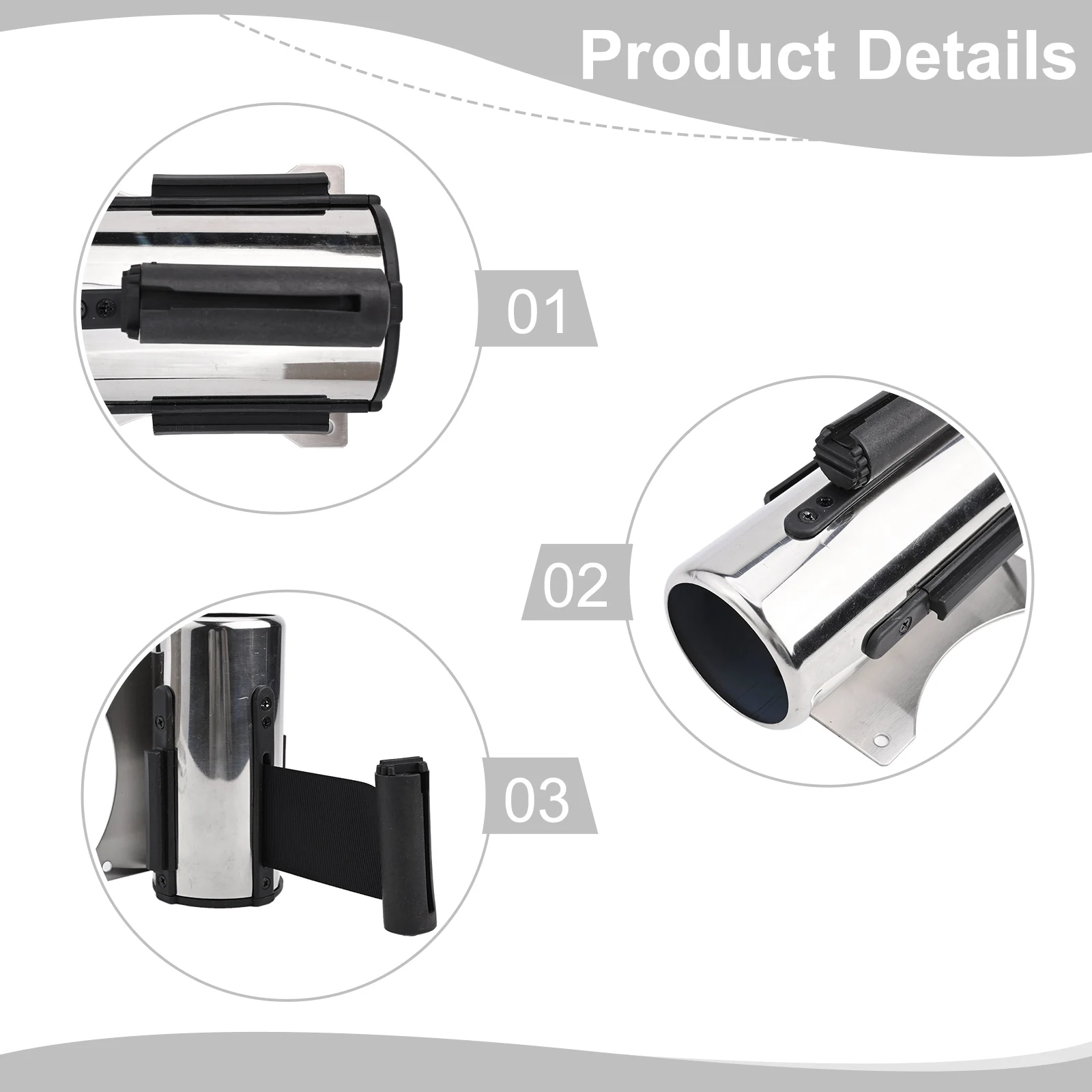 1pc Stainless Stanchion Queue Barrier Wall Mount Crowd Control Retractable Strip Red/ Black Tool Accessories