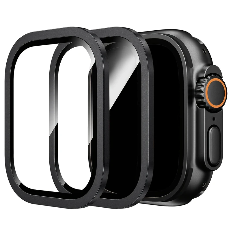 2 pezzi custodia in lega di alluminio + vetro temperato per Apple Watch Ultra 2 49mm protezione schermo antigraffio iWatch Ultra 3 49mm 2025
