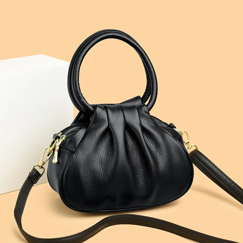 High-end soft leather handbag for women 2025 new fashion versatile shoulder crossbody bag commuting dumpling cloud bag