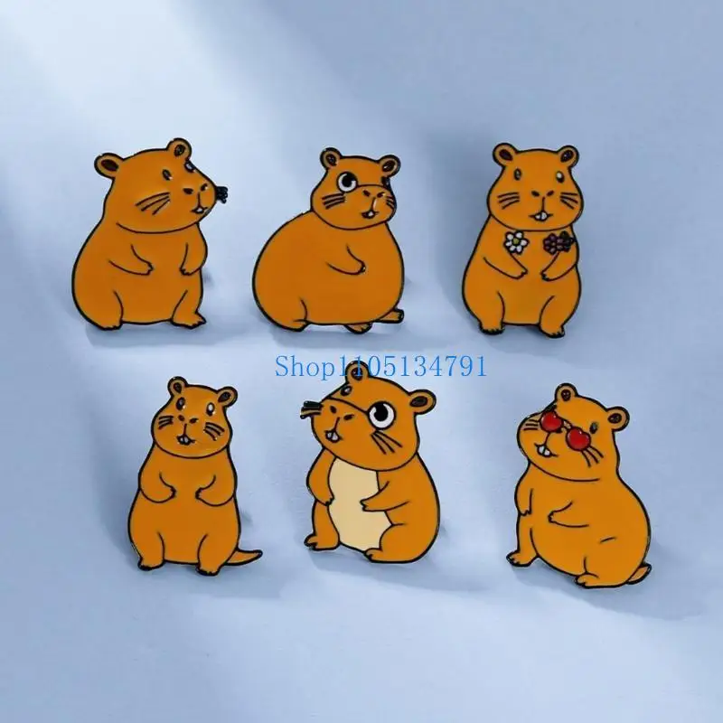 98km عصري Capybara الكرتون صدر طية دبوس عصري Capybara المعادن صدرية الدبوس الزخرفة للأزواج والاتجاهات
