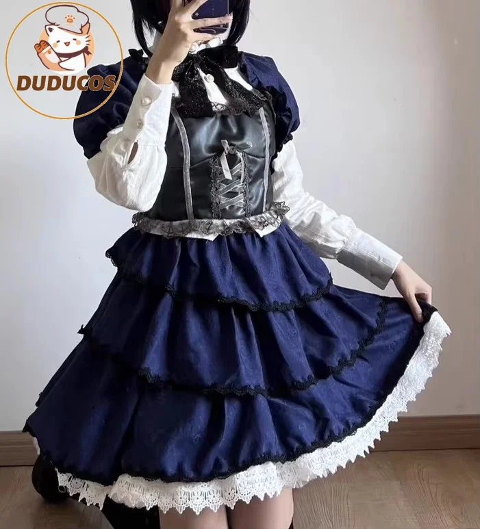 

In Stock Takanashi Rikka Black Dress Cosplay Costume Movie Lolita Outfit Love, Chunibyo Set Wig Halloween Xmas