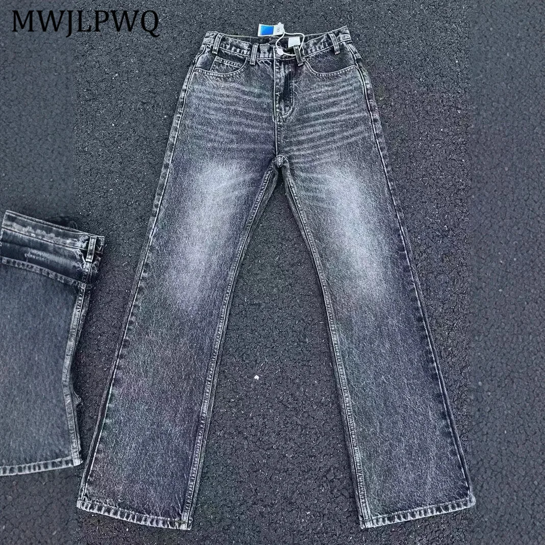 

MWJLPWQ Новые слегка расклешенные джинсы в стиле Cleanfit, мужские брюки, дизайн с стираным узором, повседневные новые джинсовые брюки унисекс 11110