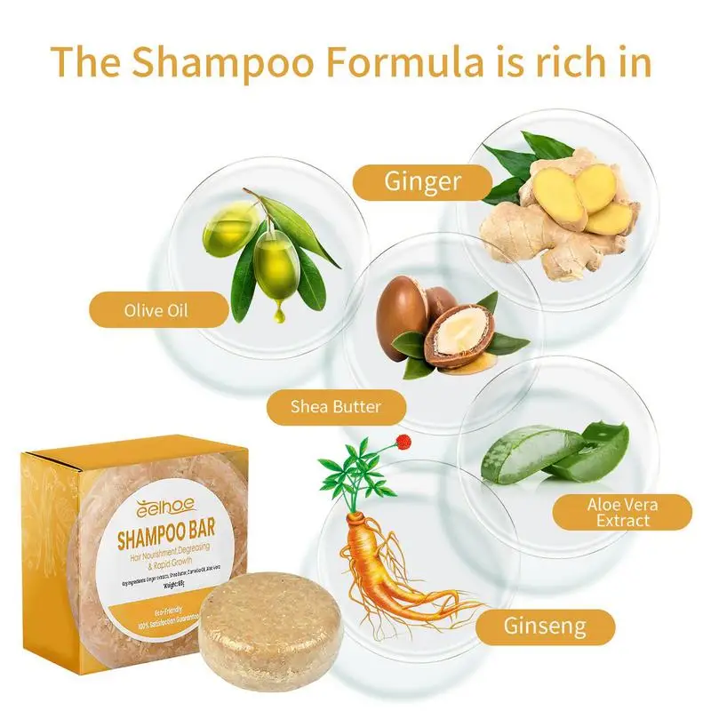 Ginger Shampoo Soap Anti-Hair Loss Natural Ginger Shampoo Soap Nourishing Hair Growth Damaged Hair Ginger Shampoo Bar  Hair Care