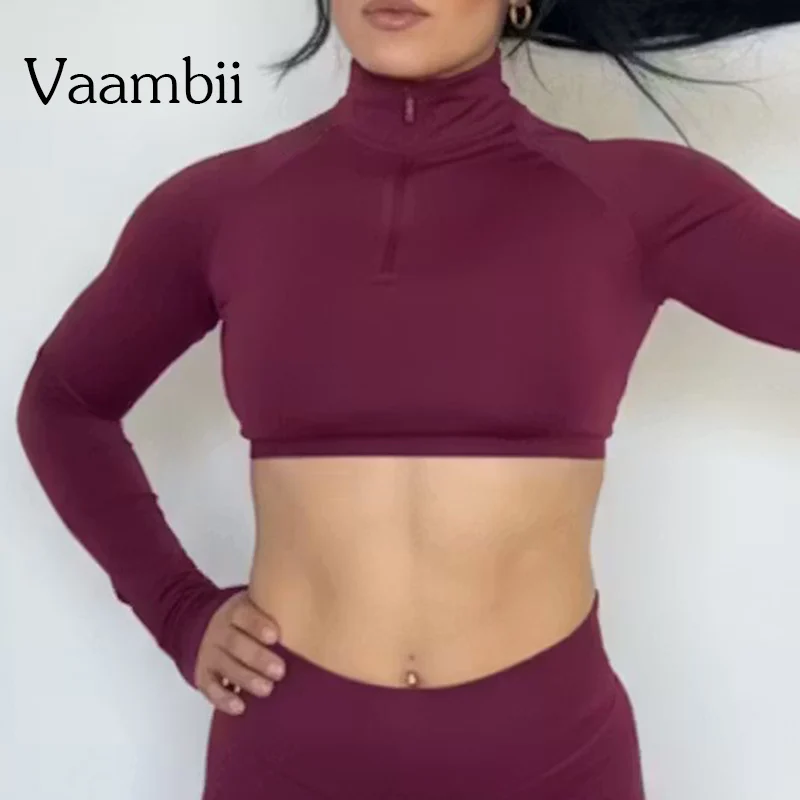 Impact Crop Zippy Seamless Running Workout Quick Dry Pilates Sports Yoga Shirt Fitness Top Long Women Sleeve GYM Clothes