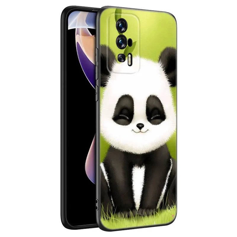 Śliczna kreskówka Panda czarna obudowa na telefon dla Xiaomi Redmi 7A 8A 9A 10A 11A 9C 10C 12C 13C 11 Prime A1 A2 Plus 12 4G Note 9T 12R