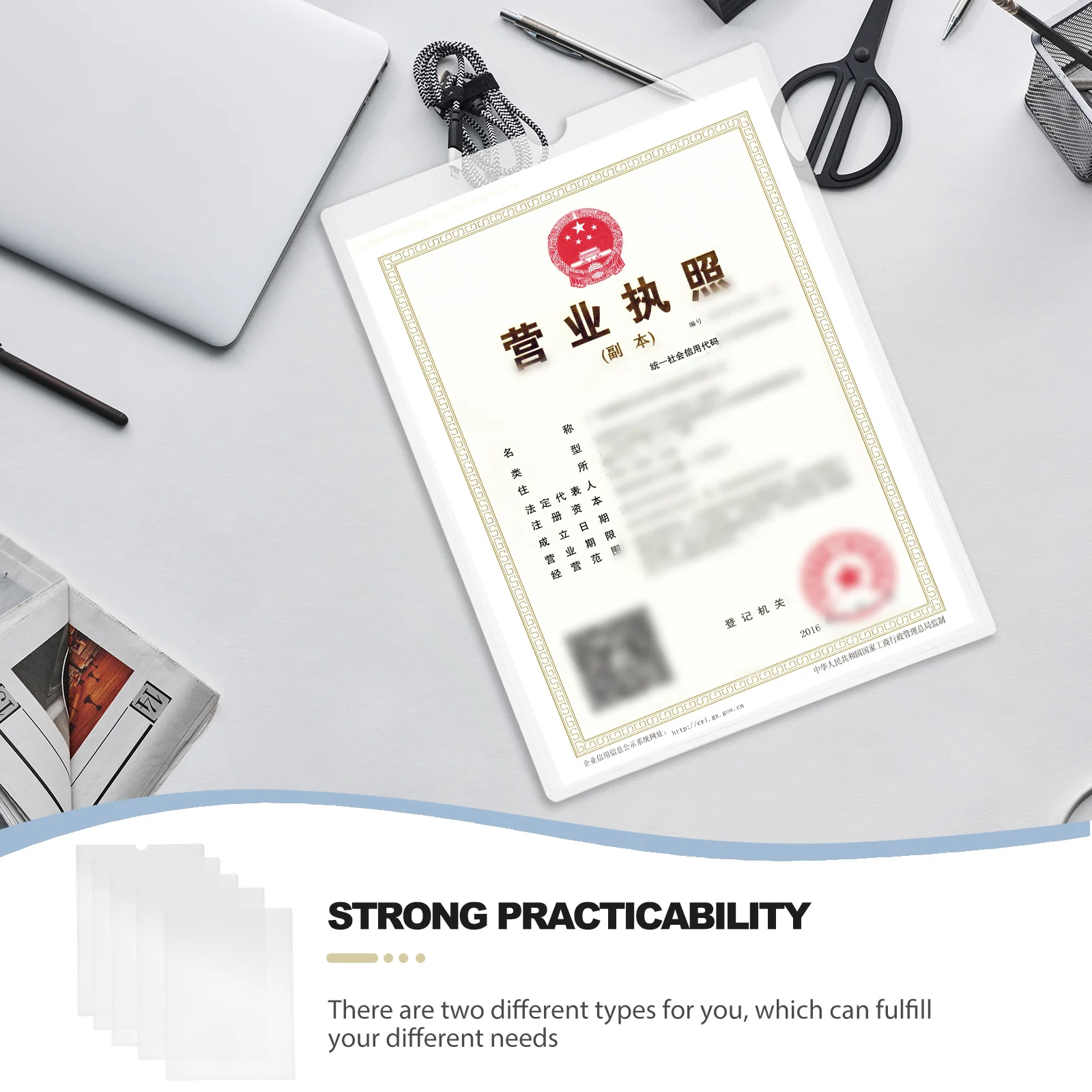 

5pcs Transparent Pvc File Protective Covers For Business License Document Certification Storage Office Paper Protection