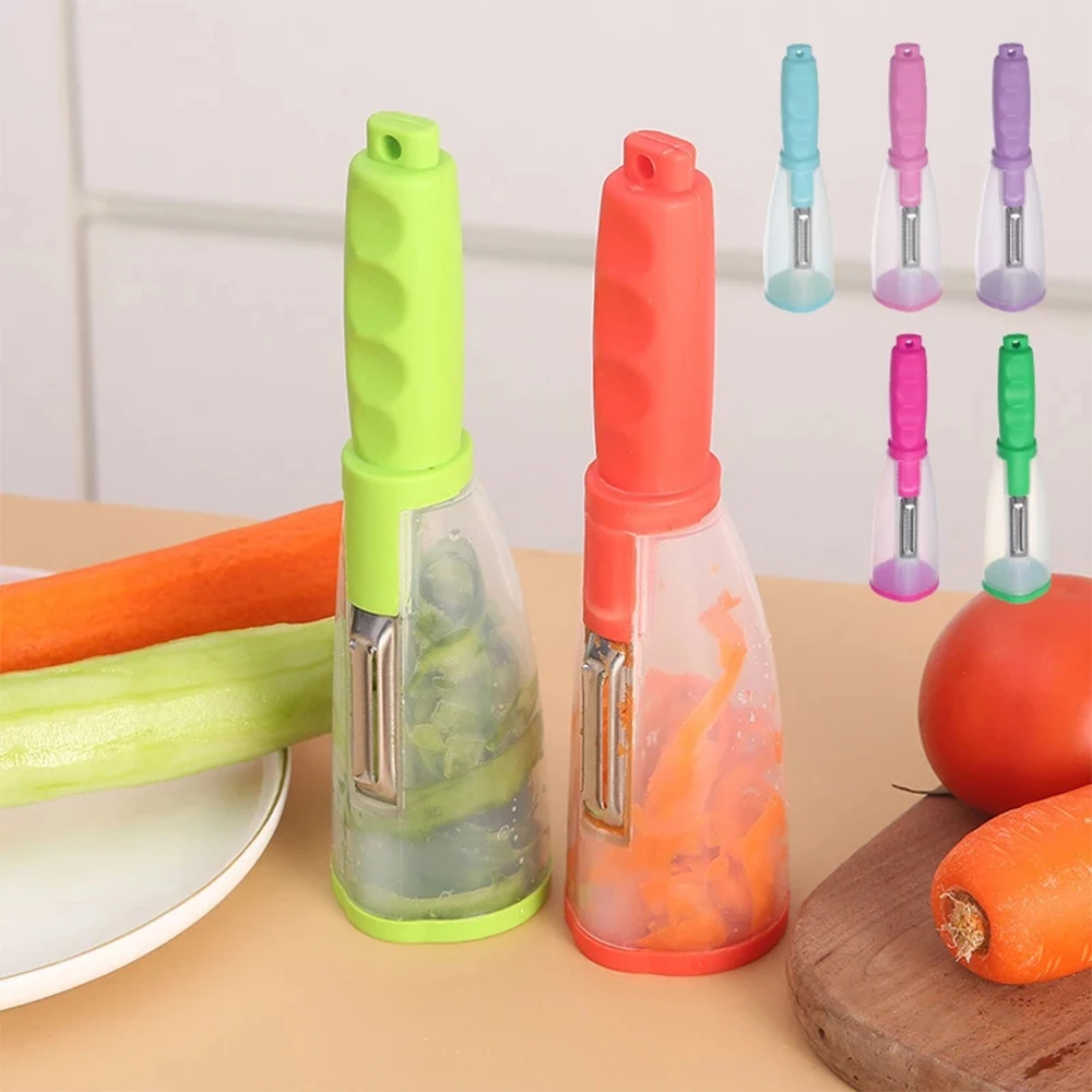 Multifunctional Storage ประเภท Peeling Knife Peeling มีด Storage Tube Peeler Peeling Apple อุปกรณ์ครัวเรือน Peeling มีด