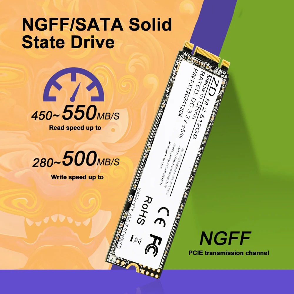M2 SATAIII NGFF SATA Hard Disk 550MB/s Internal TLC Solid State Drive 128G 256G 512G 1TB 2280mm B & M Key SSD for Desktop Laptop