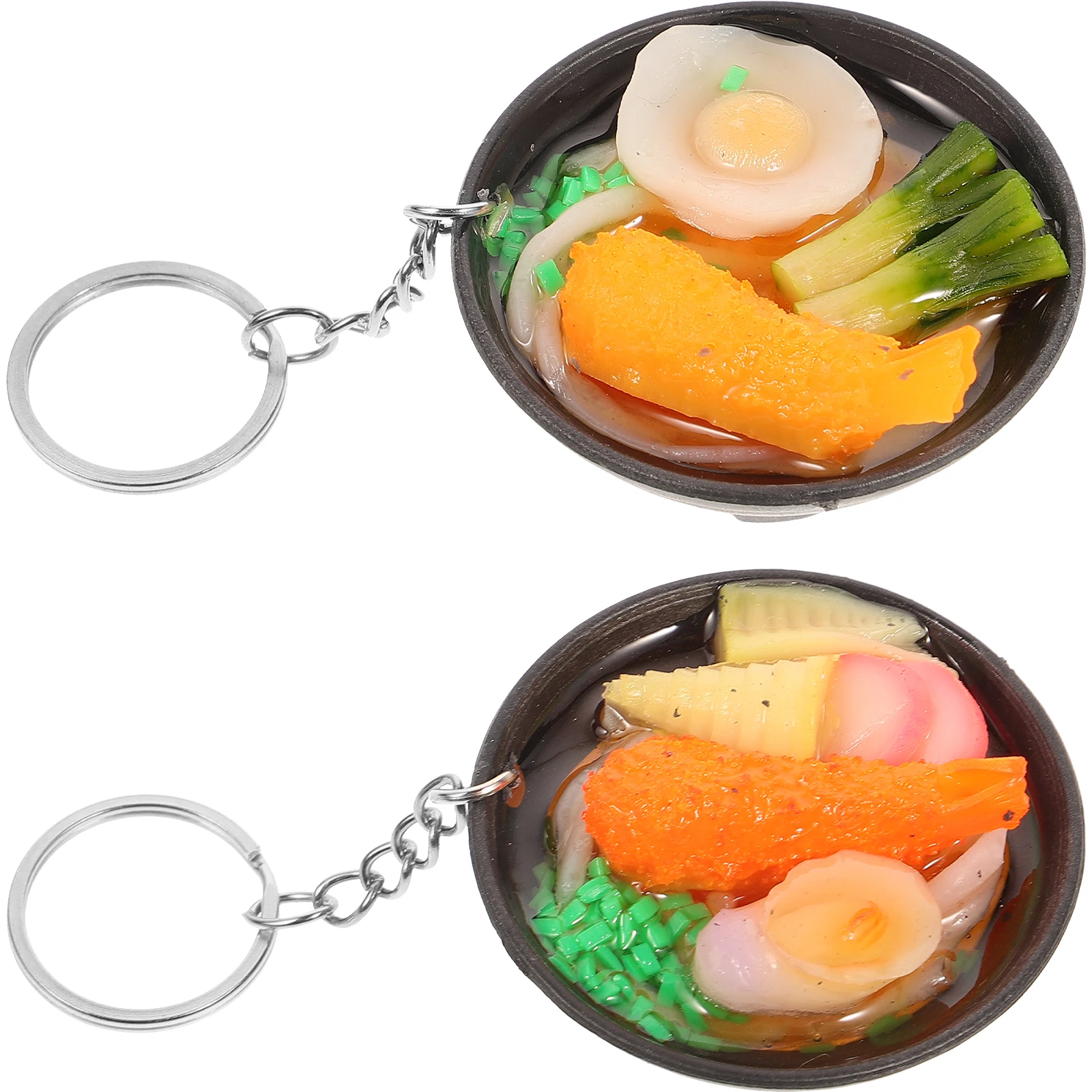 

2Pcs Lifelike Simulation Food Keychain Mini Artificial Delicious Bowl Pendant Fine Craftsmanship Keyring Decor Accessory