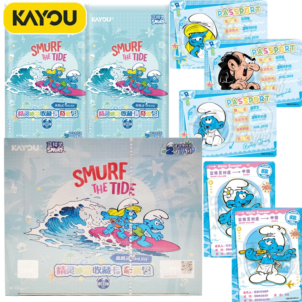 

Подлинные коллекционные карты Kayou Smurf, детские забавные анимации, высококачественные персонажи, фотопамятные открытки, подарки на день рождения