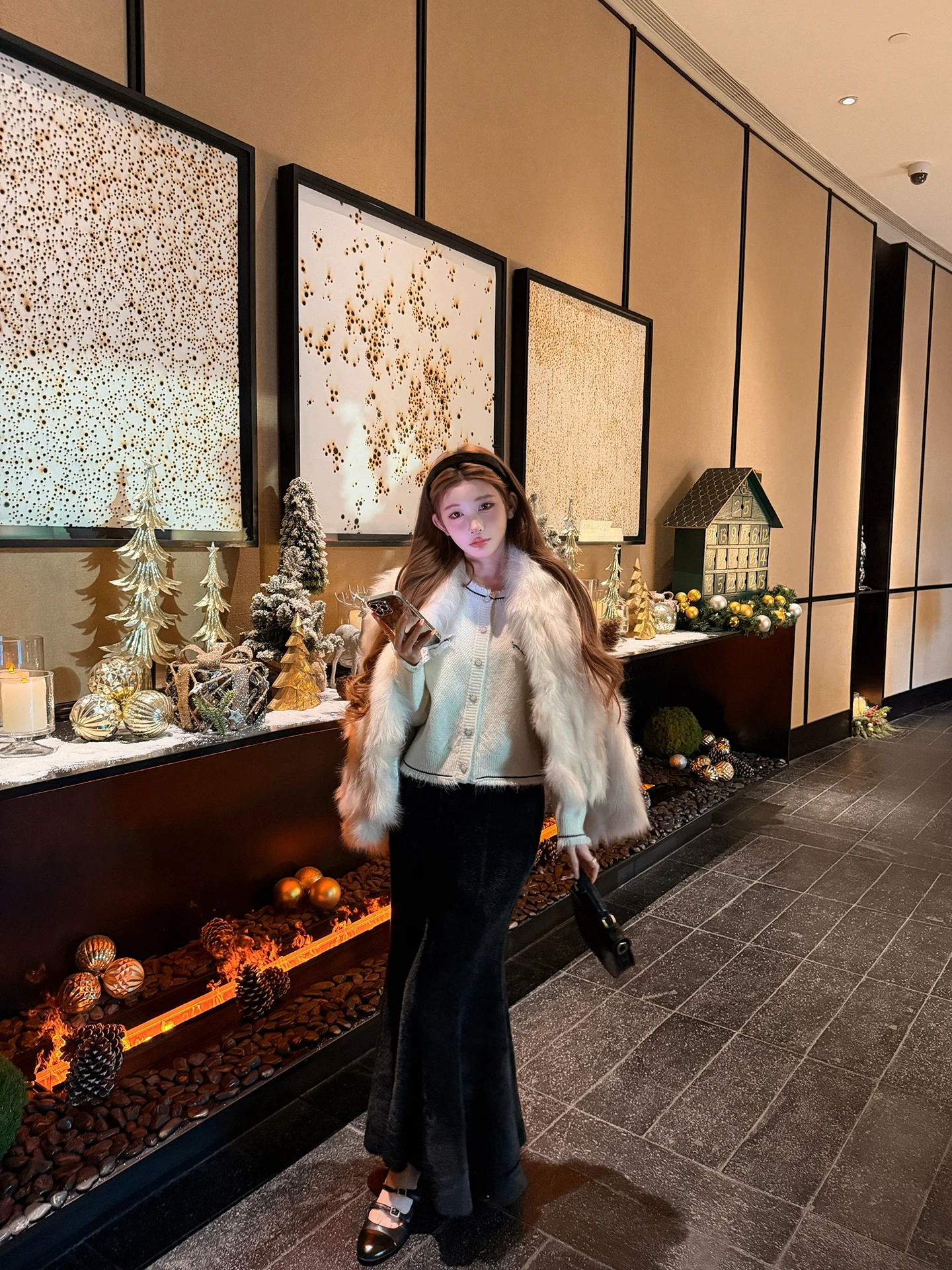 

Chen Dayu Knitted Mink Fi Tail Skirt High Waist A-Line Skirt Women's Autumn Winter Bla Warm Knitted Wrap Body Skirt